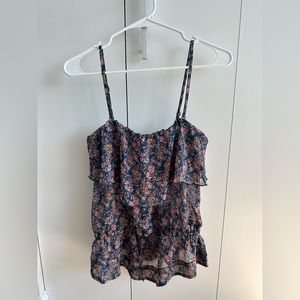 Sheer floral tank top with removable straps